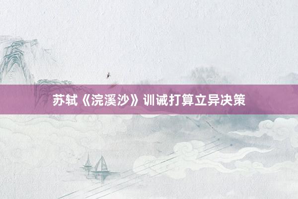 苏轼《浣溪沙》训诫打算立异决策